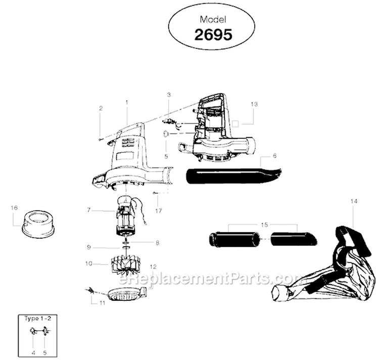 Page A Diagram and Parts List for 2695 Type 3 Weed Eater Leaf Blower / Vacuum